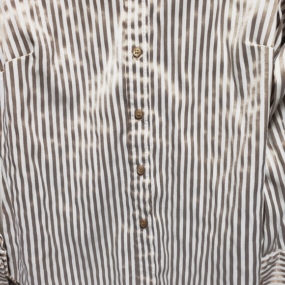 Autograph Marks and Spencer Gold Pinstripe Morrocan Dress Shirt Women's - Picture 6 of 8